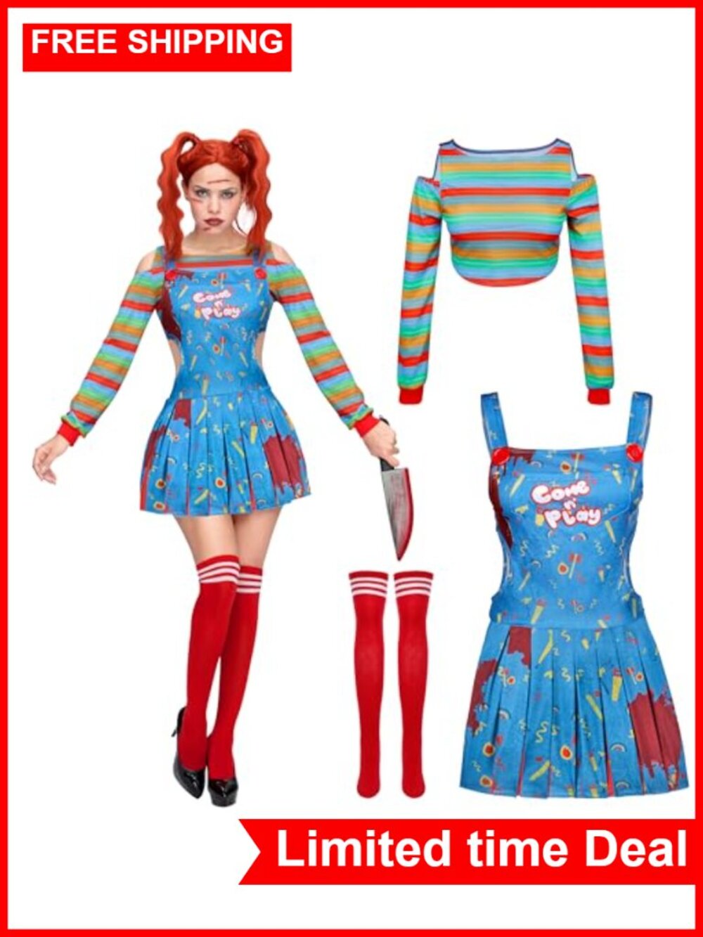 Spooktacular Creations Halloween Killer Doll Costume Women Adult Creepy